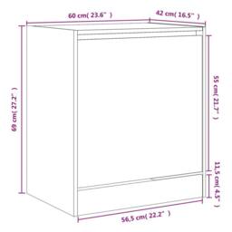 Berkfield Home Shoe Cabinet Smoked Oak 60x42x69 cm Engineered Wood in Brown - Size: 60 x 42 x 69 cm - thumbnail 9