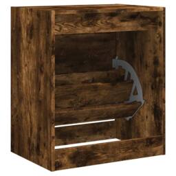 Berkfield Home Shoe Cabinet Smoked Oak 60x42x69 cm Engineered Wood in Brown - Size: 60 x 42 x 69 cm - thumbnail 7