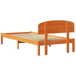 Berkfield Home Bed Frame with Headboard Wax Brown 75x190 cm Solid Wood Pine - thumbnail 8