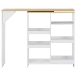 Berkfield Home Bar Table with Moveable Shelf White 138x39x110 cm - Size: 138 x 39 x 110 cm - thumbnail 1