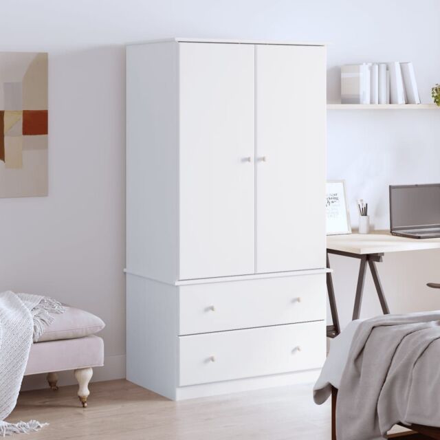 Berkfield Home Wardrobe ALTA White 90x55x170 cm Solid Wood Pine - Size: 90 x 55 x 170 cm - image 1