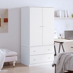 Berkfield Home Wardrobe ALTA White 90x55x170 cm Solid Wood Pine - Size: 90 x 55 x 170 cm - thumbnail 1