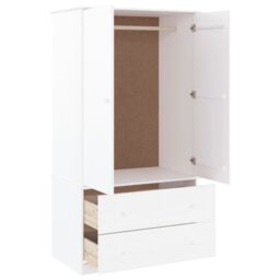 Berkfield Home Wardrobe ALTA White 90x55x170 cm Solid Wood Pine - Size: 90 x 55 x 170 cm - thumbnail 3