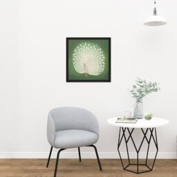 "Artery8 Wall Art Print Ohara Koson Peacock Japan Painting Square Framed Picture 16X16 Inch in Black - Size: W16"" x H16""" - thumbnail 2