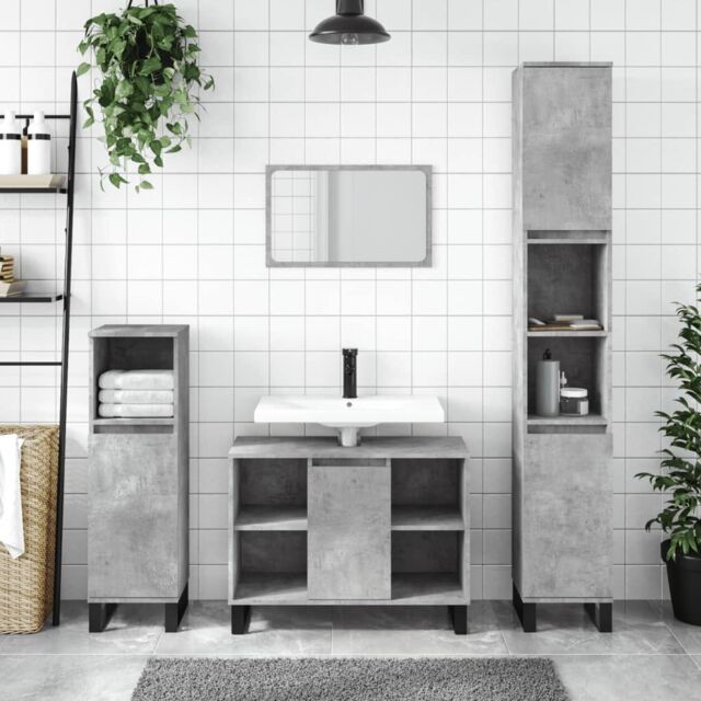 Berkfield Home Bathroom Cabinet Concrete Grey 80x33x60 cm Engineered Wood - Size: 80 x 33 x 60 cm - image 1
