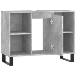 Berkfield Home Bathroom Cabinet Concrete Grey 80x33x60 cm Engineered Wood - Size: 80 x 33 x 60 cm - thumbnail 5