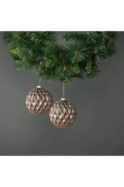 KDMD Gold Asteria 10cm Glass Diamond Bauble Set of 4 in Brown - image 1