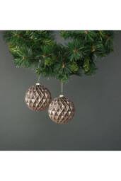 KDMD Gold Asteria 10cm Glass Diamond Bauble Set of 4 in Brown
