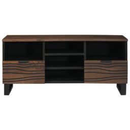 Berkfield Home TV Cabinet 100x33.5x46 cm in Solid & Engineered Wood in Brown - thumbnail 3