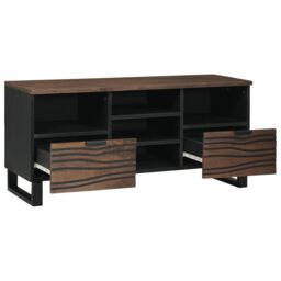 Berkfield Home TV Cabinet 100x33.5x46 cm in Solid & Engineered Wood in Brown - thumbnail 2