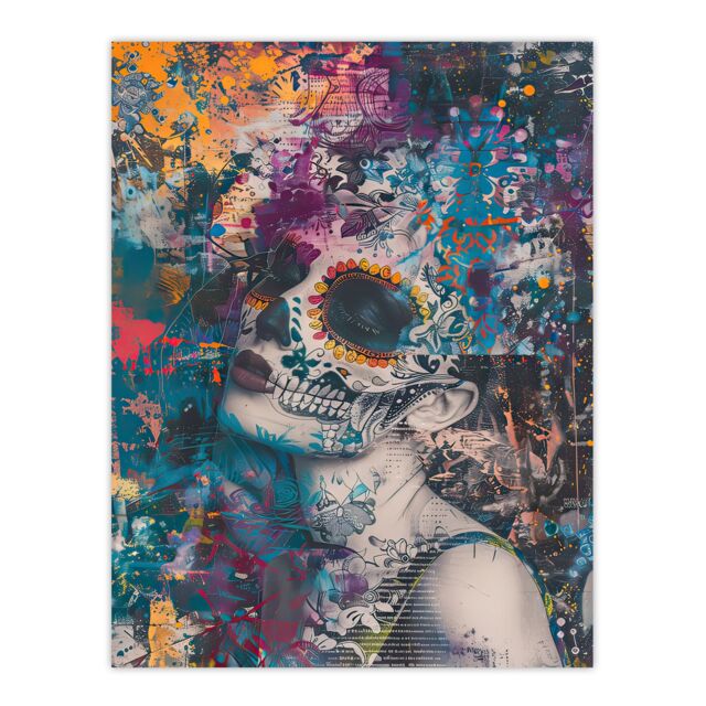 "Artery8 Day of the Dead Woman Portrait Beauty Skull Wall Art Print - Size: W24"" x H32""" - image 1