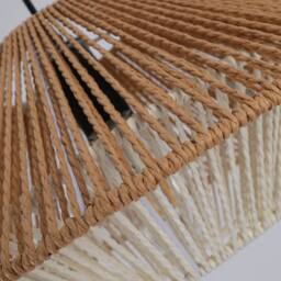 NIVOR 1-Light Natural Rattan Pendant Light E27 Boho Chandelier Adjustable in Light Brown - thumbnail 7