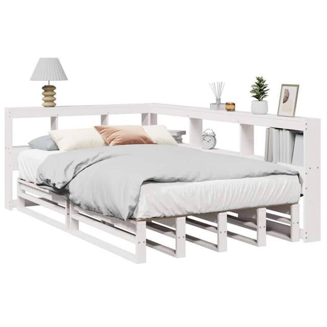 Berkfield Home Bookcase Bed without Mattress White 120x190cm Solid Wood Pine - Size: 120x190 cm - image 1