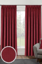 Enhanced Living 100% Blackout Luxury Supersoft Velvet Thermal Tape Top Curtains for Living Room & Bedrooms in Red - Size: 117 cm width x 183 cm drop - thumbnail 1