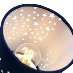 Happy Homewares Stars Decorated Children/Kids Soft Cotton Bedroom Pendant or Lamp Shade in Blue - thumbnail 3