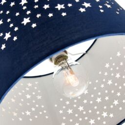 Happy Homewares Stars Decorated Children/Kids Soft Cotton Bedroom Pendant or Lamp Shade in Blue - thumbnail 2