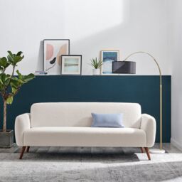 FurnitureboxUK Teddy Soft Boucle Fleece Retro Sofa In A Box in White - Size: 2 Seater - thumbnail 4