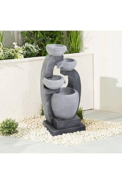 Living and Home Outdoor Water Feature Solar-Powered Garden Fountain Decor in Natural