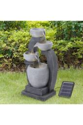 Living and Home Outdoor Water Feature Solar-Powered Garden Fountain Decor in Natural - thumbnail 3