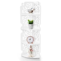 Nordara 4-Tier Wall Corner Shelf - Carved, Damp-Proof for Bathroom in White - thumbnail 3
