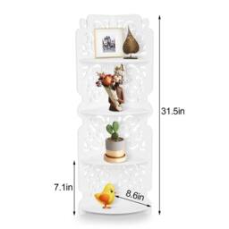 Nordara 4-Tier Wall Corner Shelf - Carved, Damp-Proof for Bathroom in White - thumbnail 2