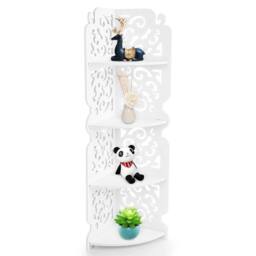 Nordara 4-Tier Wall Corner Shelf - Carved, Damp-Proof for Bathroom in White - thumbnail 4