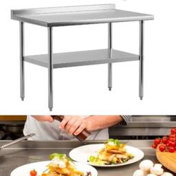 VOGREX Stainless Steel Commercial Catering Table Work Bench in Silver - thumbnail 4
