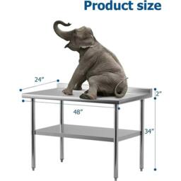 VOGREX Stainless Steel Commercial Catering Table Work Bench in Silver - thumbnail 2
