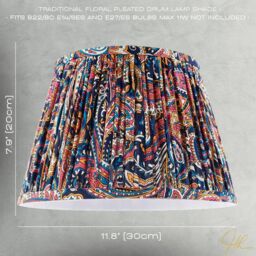Happy Homewares Colourful Pleated Cotton Fabric Lamp Shade with Ornate Floral Design - Size: 12 inches - thumbnail 7