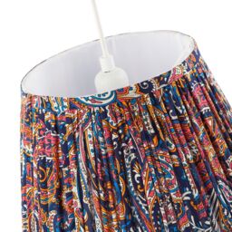 Happy Homewares Colourful Pleated Cotton Fabric Lamp Shade with Ornate Floral Design - Size: 12 inches - thumbnail 5