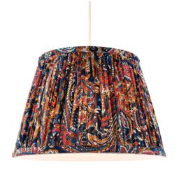 Happy Homewares Colourful Pleated Cotton Fabric Lamp Shade with Ornate Floral Design - Size: 12 inches - thumbnail 2