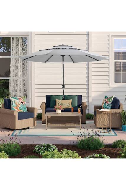 Living and Home Outdoor 3-Tier Umbrella with Crank and Tilt in Light Grey - image 1