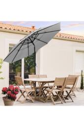 Living and Home Outdoor 3-Tier Umbrella with Crank and Tilt in Light Grey - thumbnail 2