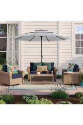 Living and Home Outdoor 3-Tier Umbrella with Crank and Tilt in Light Grey - thumbnail 1