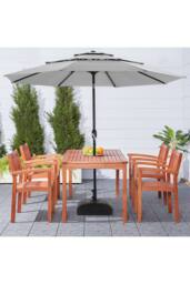 Living and Home Outdoor 3-Tier Umbrella with Crank and Tilt in Light Grey - thumbnail 3