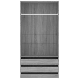Berkfield Home Wardrobe Grey Sonoma 100x50x200 cm Engineered Wood - Size: 100 x 50 x 200 cm - thumbnail 4