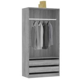 Berkfield Home Wardrobe Grey Sonoma 100x50x200 cm Engineered Wood - Size: 100 x 50 x 200 cm - thumbnail 3