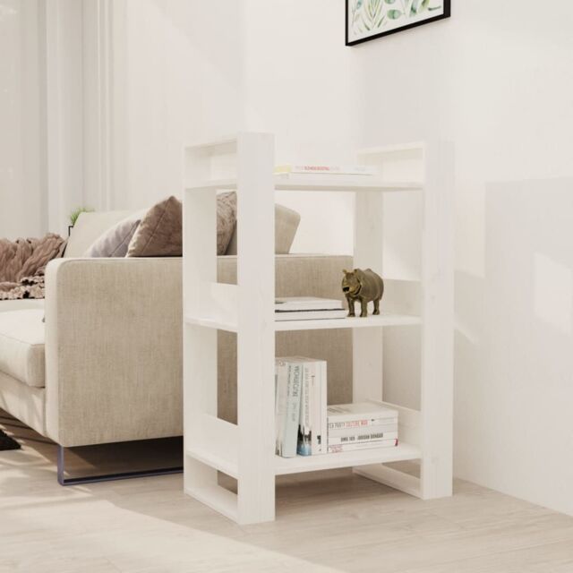 Berkfield Home Book Cabinet/Room Divider White 60x35x91 cm Solid Wood Pine - Size: 60 x 35 x 91 cm - image 1
