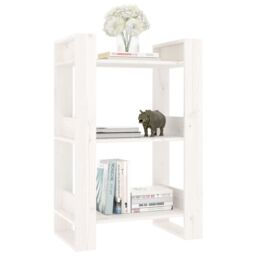 Berkfield Home Book Cabinet/Room Divider White 60x35x91 cm Solid Wood Pine - Size: 60 x 35 x 91 cm - thumbnail 5