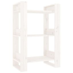Berkfield Home Book Cabinet/Room Divider White 60x35x91 cm Solid Wood Pine - Size: 60 x 35 x 91 cm - thumbnail 2