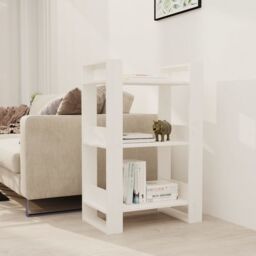 Berkfield Home Book Cabinet/Room Divider White 60x35x91 cm Solid Wood Pine - Size: 60 x 35 x 91 cm - thumbnail 1