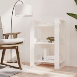 Berkfield Home Book Cabinet/Room Divider White 60x35x91 cm Solid Wood Pine - Size: 60 x 35 x 91 cm - thumbnail 6