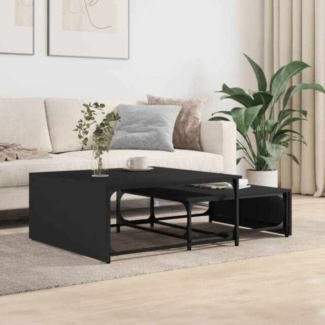 Berkfield Home Nesting Coffee Tables 2 pcs Black Engineered Wood & Metal