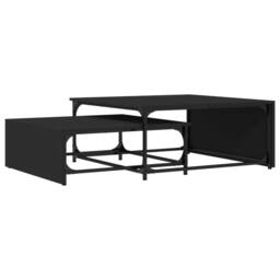 Berkfield Home Nesting Coffee Tables 2 pcs Black Engineered Wood & Metal - thumbnail 7