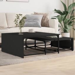 Berkfield Home Nesting Coffee Tables 2 pcs Black Engineered Wood & Metal - thumbnail 2