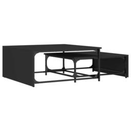 Berkfield Home Nesting Coffee Tables 2 pcs Black Engineered Wood & Metal - thumbnail 3