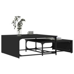Berkfield Home Nesting Coffee Tables 2 pcs Black Engineered Wood & Metal - thumbnail 4