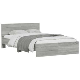 Berkfield Home Bed Frame with Headboard & LED Grey Sonoma 120x190 cm Small Double - thumbnail 5
