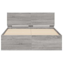 Berkfield Home Bed Frame with Headboard & LED Grey Sonoma 120x190 cm Small Double - thumbnail 7