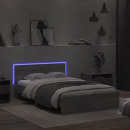 Berkfield Home Bed Frame with Headboard & LED Grey Sonoma 120x190 cm Small Double - thumbnail 3